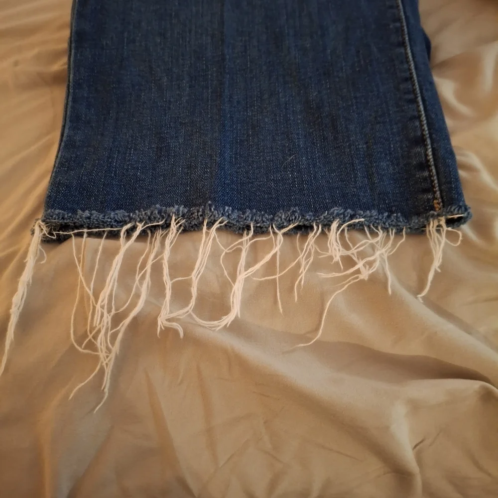 Chico's High Rise Straight Leg Crop Distressed Jeans - Blue - Picture 4 of 11